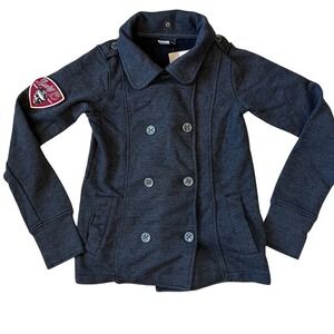 NWT Lucky 13 French Terry Button Down Jacket Embroidery Side Patch Gray Sz Small